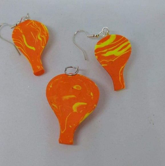 Unique Handmade Polymer Clay Earrings & Pendant - Picture 5 of 6